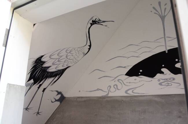 サムライの昼寝壁画