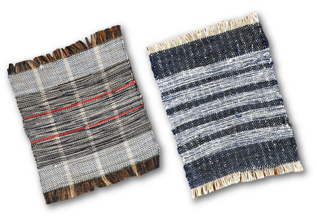 0421_創る コースター_縞模様 茶・青