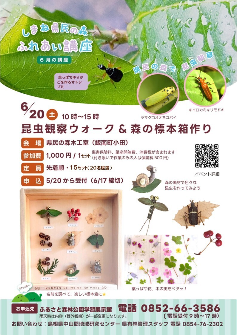 県民の森ふれあい講座「昆虫観察ウォーク＆森の標本箱作り」