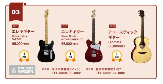 【3-2】エレキギター(Grass Roots G-THROBBER-DX) ／ ヤマハパルス米子楽器社 